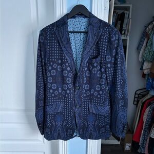 Men's Etro Printed Sport Coat Blazer in Blue 52